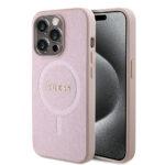 Coque Guess Saffiano MagSafe pour iPhone 15 Pro - Pink