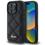 Coque Guess Quilted Metal Logo pour iPhone 16 Pro - Black