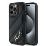 Coque Karl Lagerfeld Diagonal Quilted Script pour iPhone 15 Pro - Black