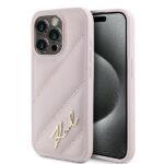 Coque Karl Lagerfeld Diagonal Quilted Script pour iPhone 15 Pro - Pink
