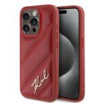 Coque Karl Lagerfeld Diagonal Quilted Script pour iPhone 15 Pro - Red