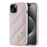 Coque Karl Lagerfeld Diagonal Quilted Script pour iPhone 15 - Pink