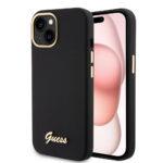 Coque Guess Silicone Logo Strass 4G pour iPhone 15 - Black