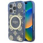 Coque Guess IML Peony On 4G Background MagSafe pour iPhone 16 Pro - Blue
