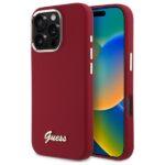 Coque Guess Silicone Script Metal Logo pour iPhone 16 Pro - Red