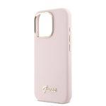 Coque Guess Silicone Script Metal Logo & Frame pour iPhone 16 Pro - Pink – Image 5