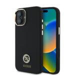 Coque Guess Silicone Logo Strass 4G pour iPhone 16 - Black