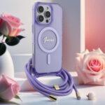 Coque Guess IML Crossbody Cord Script MagSafe avec cordon pour iPhone 16 Pro - Purple – Image 5