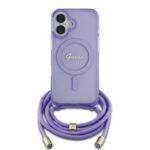 Coque Guess IML Crossbody Cord Script MagSafe avec cordon pour iPhone 16 - Purple – Image 2