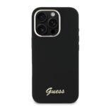 Coque Guess Silicone Script Metal Logo & Frame pour iPhone 16 Pro - Black – Image 3