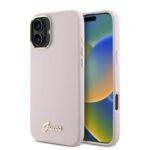 Coque Guess Silicone Script Metal Logo & Frame pour iPhone 16 Plus - Pink