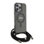 Coque Guess IML Crossbody Cord Script MagSafe avec cordon pour iPhone 16 Pro - Black – Image 3