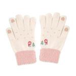 Gants pour écran tactile Techsuit (ST0011) en fourrure de vison, taille 21 cm   - White