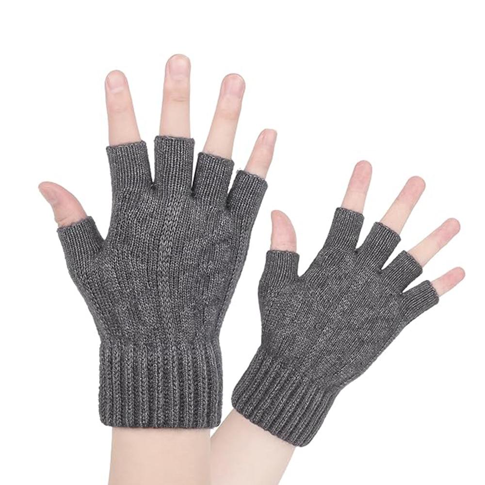 1774453 Gants pour écran tactile Techsuit (ST0014) en laine d'alpaga, demi-doigts, taille 17 cm - Dark Gray – Image 1
