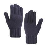 Gants pour écran tactile Techsuit (ST0015) en laine d'alpaga, taille 21 cm   - Navy Blue