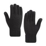Gants pour écran tactile Techsuit (ST0015) en laine d'alpaga, taille 21 cm   - Black