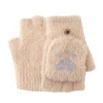 Gants pour écran tactile Techsuit (ST0017) en fourrure de vison, taille 17 cm   - Coffee