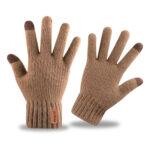 Gants pour écran tactile iWarm (ST0016) en laine d'alpaga, taille 22 cm   - Coffee