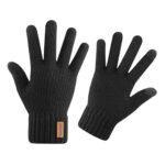 Gants pour écran tactile iWarm (ST0016) en laine d'alpaga, taille 22 cm   - Black