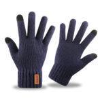 Gants pour écran tactile iWarm (ST0016) en laine d'alpaga, taille 22 cm   - Navy Blue