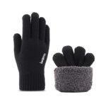 Gants pour écran tactile iWarm (ST0018) en laine de qualité supérieure, taille 21 cm   - Black
