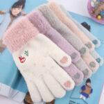 Gants pour écran tactile Techsuit (ST0011) en fourrure de vison, taille 21 cm   - White – Image 6