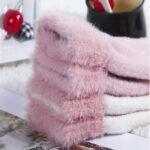 Gants pour écran tactile Techsuit (ST0011) en fourrure de vison, taille 21 cm   - White – Image 3