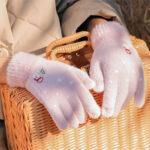 Gants pour écran tactile Techsuit (ST0011) en fourrure de vison, taille 21 cm   - Purple – Image 3