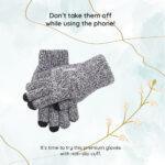 Gants pour écran tactile iWarm (ST0018) en laine de qualité supérieure, taille 21 cm   - Black / Grey – Image 3