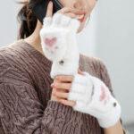 Gants pour écran tactile Techsuit (ST0017) en fourrure de vison, taille 17 cm   - Khaki – Image 4