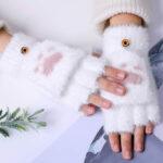 Gants pour écran tactile Techsuit (ST0017) en fourrure de vison, taille 17 cm   - Khaki – Image 5