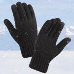 Gants pour écran tactile Techsuit (ST0015) en laine d'alpaga, taille 21 cm   - Navy Blue – Image 6