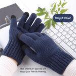 Gants pour écran tactile Techsuit (ST0012) en laine d'alpaga, taille 22 cm   - Light Grey – Image 6