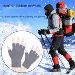 Gants pour écran tactile Techsuit (ST0014) en laine d'alpaga, demi-doigts, taille 17 cm   - Navy Blue – Image 4