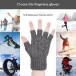 Gants pour écran tactile Techsuit (ST0014) en laine d'alpaga, demi-doigts, taille 17 cm   - Black – Image 2