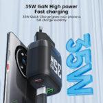 Chargeur secteur Techsuit (CHPD174) GaN, USB QC3.0, Type-C PD35W   - Black – Image 4