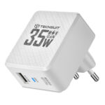 Chargeur mural Techsuit Tiny Series (CHPD173) GaN, USB, Type-C, Charge rapide, PD35W   - White – Image 2
