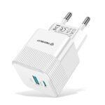 Chargeur mural Techsuit Tiny Series (CHPD216) GaN, USB QC3.0, Type-C PD25W   - White