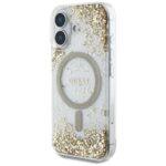 Coque Guess Liquid Glitter Flower MagSafe pour iPhone 16 - Gold – Image 2