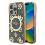 Coque Guess IML Peony On 4G Background MagSafe pour iPhone 16 Pro - Brown