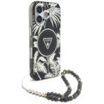 Coque Guess IML Palm Trees Triangle MagSafe avec dragonne de perles pour iPhone 16 - Black – Image 2