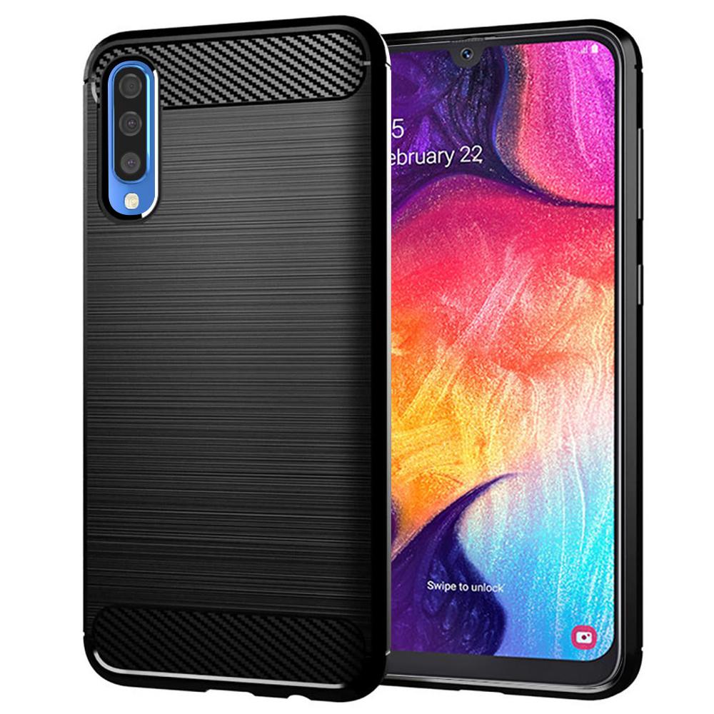2145373 Coque Techsuit Carbon Silicone pour Samsung Galaxy A30s / A50 / A50s - Black – Image 1