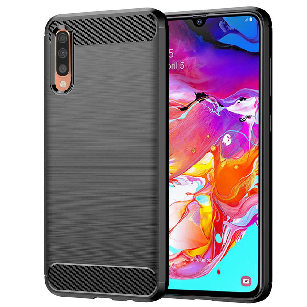2145421 Coque Techsuit Carbon Silicone pour Samsung Galaxy A70 / A70s - Black – Image 1