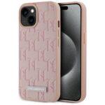 Coque Karl Lagerfeld Leather MagSafe pour iPhone 15 - Pink Hot Stamp