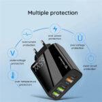 Chargeur secteur + câble Techsuit PentaXPower (CHC2) 3x USB QC 3.0, 2x Type-C PD 20W, 65W, GaN, Charge rapide, Câble Type-C inclus 1m   - Black – Image 6