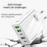Chargeur secteur + câble Techsuit PentaXPower (CHC2) 3x USB QC 3.0, 2x Type-C PD 20W, 65W, GaN, Charge rapide, Câble Type-C inclus 1m   - White – Image 4