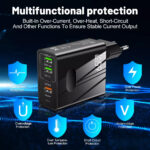 Chargeur secteur Techsuit PentaXPower (CHC1) 3x USB, 2x Type-C PD 25W, 65W, GaN, Charge rapide   - White – Image 4