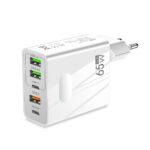 Chargeur secteur Techsuit PentaXPower (CHC1) 3x USB, 2x Type-C PD 25W, 65W, GaN, Charge rapide   - White – Image 2