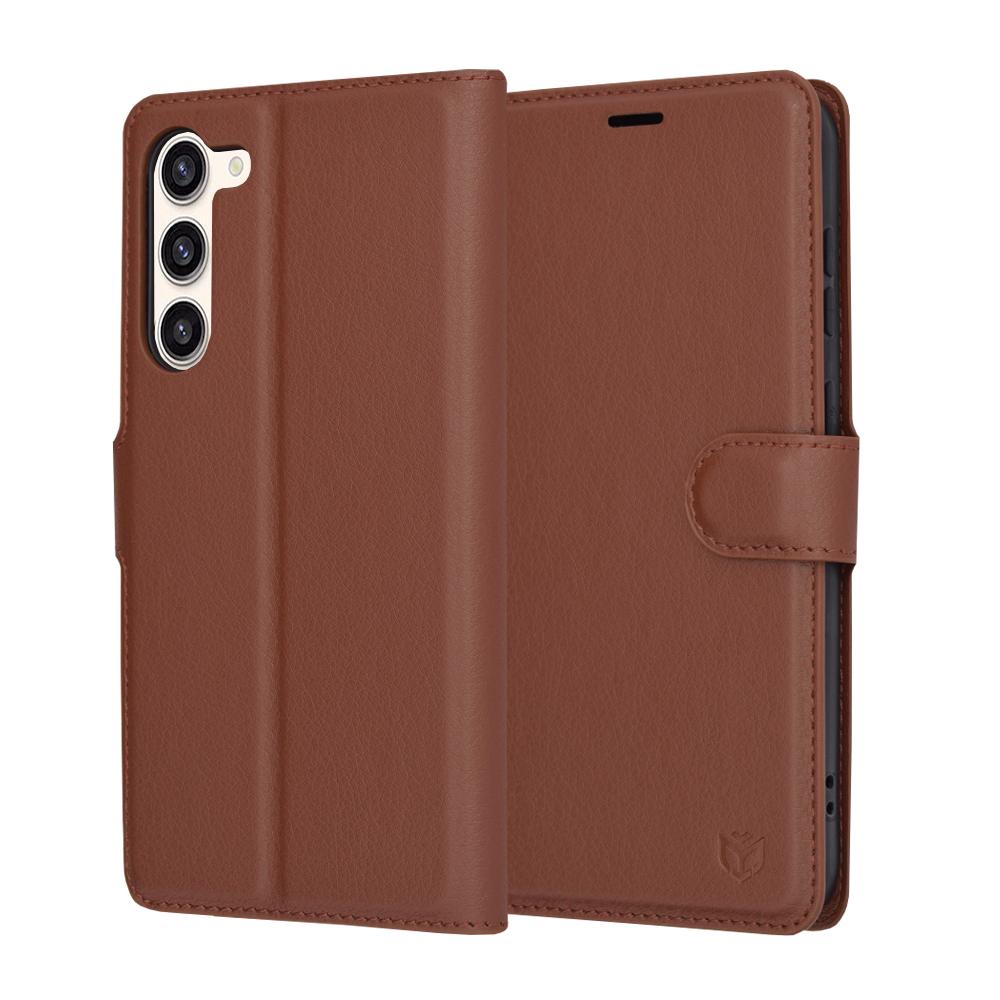 2222245 Étui portefeuille Techsuit Leather Folio pour Samsung Galaxy S23 Plus - Brown – Image 1