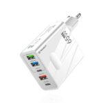 Chargeur secteur Techsuit PentaXPower (CHC1) 3x USB, 2x Type-C PD 25W, 65W, GaN, Charge rapide   - White